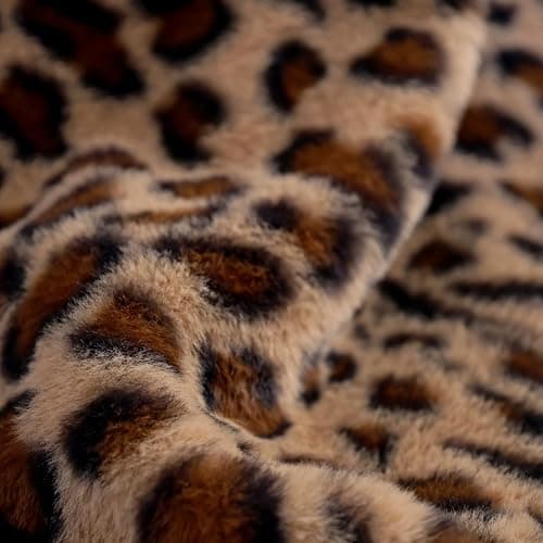Velboa Super Soft Leopard Blanket Double Layer Bedding Thick Sofa Cover Furry Fuzzy Fax Fur Throw Blanket (Brown,63 x 79 Inch) thumbnail 5