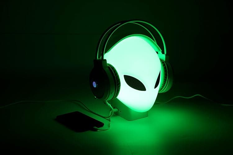 FancyMay RGB Headphone Stand with Music Rhythm Light, 8-Color LED Gaming Headset Holder with USB & Type-C Charging Ports, Voice-Activated Light for PC Desk Setup, Gamer Gifts for Men & Boys thumbnail 3