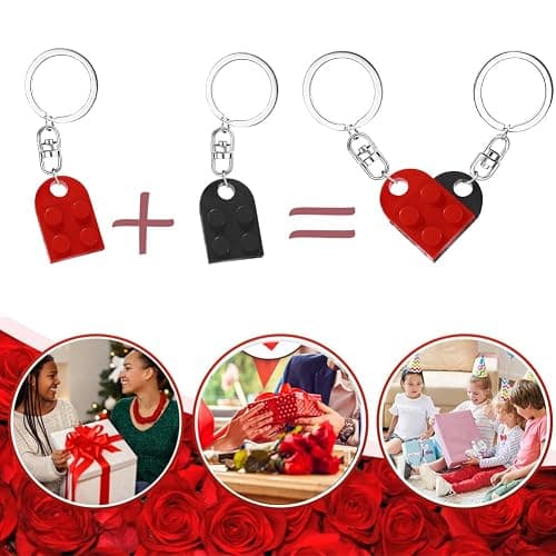 MPK Brick Matching Couple Heart Keychain, Gifts for Him Her Boyfriend Girlfriend Christmas, Wedding Anniversary Birthday Gift thumbnail 2
