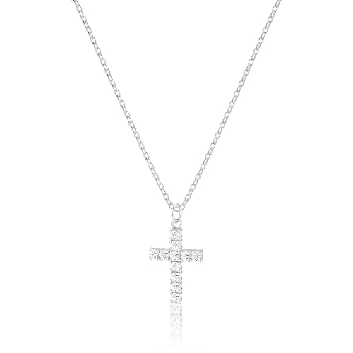 DEARM sliver Plated Cross Necklaces for Women, Dainty Gold Plated Cross Choker Necklace for Women Simple Small Pendant Neckalce Jewelry Gift - Image 1