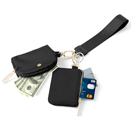 Keychain Wallet Mini Zip Around Wristlet Wallets for Women Detachable Dual Pouch Wristlet Portable Coin Purse Small Wallets thumbnail 7
