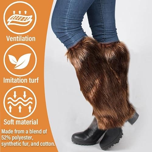 KGDUYC Scaldamuscoli da donna Scaldamuscoli, abbigliamento in pelliccia, scaldamuscoli y2k, per stivali, scaldamuscoli, copristivali in pelliccia sintetica, scaldamuscoli in peluche, 40 cm (nero) thumbnail 4