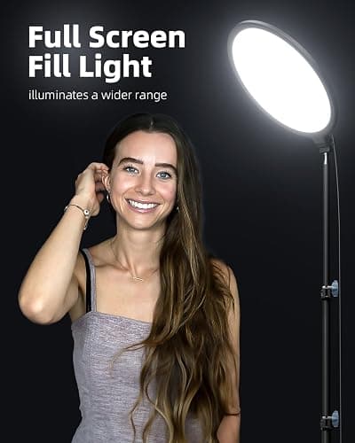 Weilisi 10.5" Ring Light with 69" Tripod Stand and Phone Holder Kit, Full-Screen Zoom Lighting for Video Recording, Makeup, Live Stream, Dimmable LED Selfie Ring Light Tripod for iPhone with Remote thumbnail 2