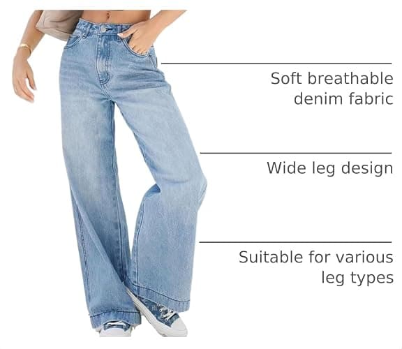 EMMIOL Women's 2026 Wide Leg Jeans Distress High Waist Stretchy Baggy Denim Pants Trousers Clothing thumbnail 4