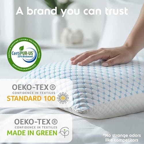 Nestl Cooling Pillow for Sleeping 1 Pack, Luxury Shredded Memory Foam Pillows Queen Size, Adjustable Cold Gel Pillows for Hot Sleepers Supportive Cool Pillow for Side Back Stomach Sleepers thumbnail 7