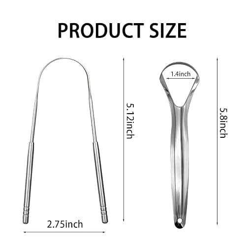 Yiwafu 2 Pack Tongue Scraper,Stainless Steel Tongue Cleaners,Tongue Scraper for Adults, Reduce Bad Breath and Fresh Breath(Silver) thumbnail 6