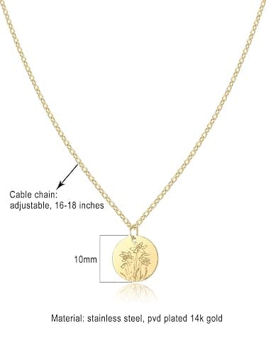 PENLYU Birth Flower Necklace, 14K Gold Plated Floral Pendant Necklaces for Women, Simple Dainty Birth Month Flower Necklace, Birthday Jewelry for Women - 12 Month thumbnail 2