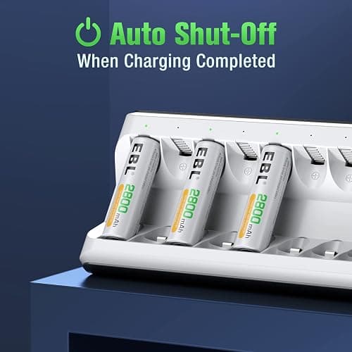 EBL AA AAA Battery Charger, 8-Bay Individual Charger for NiMH NiCD Rechargeable Batteries with AC Plug Fast Charging thumbnail 5