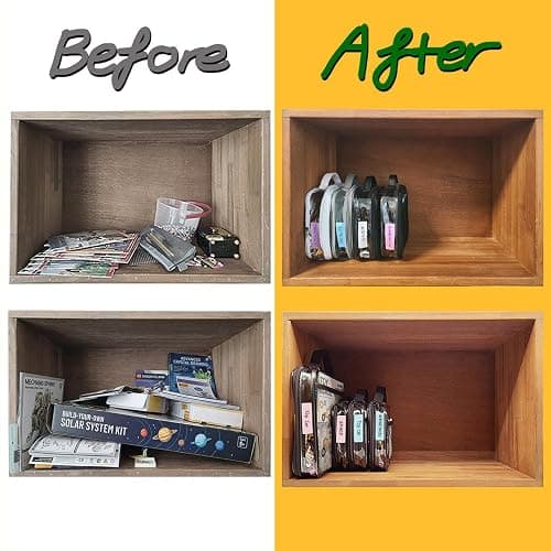 Toy Storage Organizer Clear 4 Pack Building Bricks Blocks Bag with Zipper | Durable PVC case with name tag & manual pocket; holds blocks, clay, board games; portable handle for travel & playroom thumbnail 3