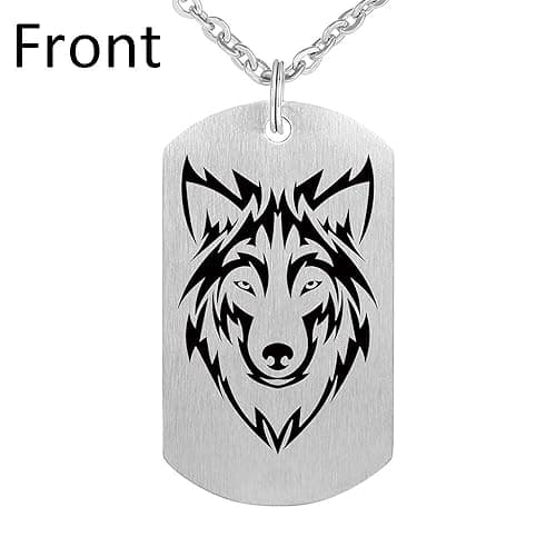 Kisseason Fashion Wolf Pendant Necklace I am Wolf Fans Gift Dog Tag Jewelry Keychain thumbnail 3