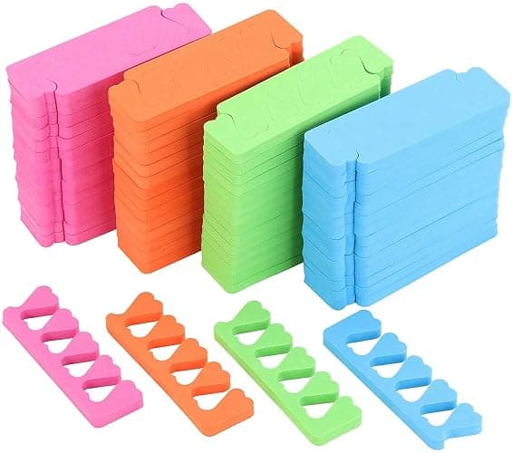 120pcs Toe Separators for Pedicure - Sponge Toe Separator for Nail Polish Party Nail Art Painting Toenails, 4 Funny Colors - Comfy and Soft - Image 1