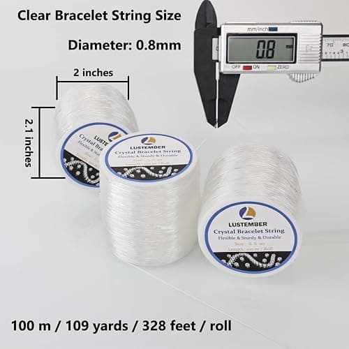 0.8 mm Stretchy Bracelet String, 3 Rolls Durable Elastic String, Clear Bead Cord for Bracelets, Necklaces, Beading, and Jewelry Making (300 m) thumbnail 2