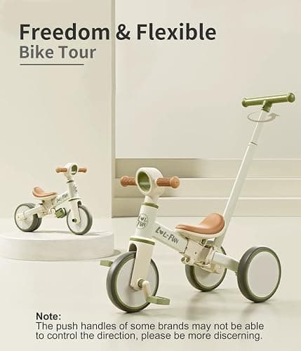 LOL-FUN Tricycle for Toddlers 1-3 Baby Balance Bike 1 2 Year Old Boys Girls Ride on Toy with Parent Steering Push Handle & Removable Pedal thumbnail 3