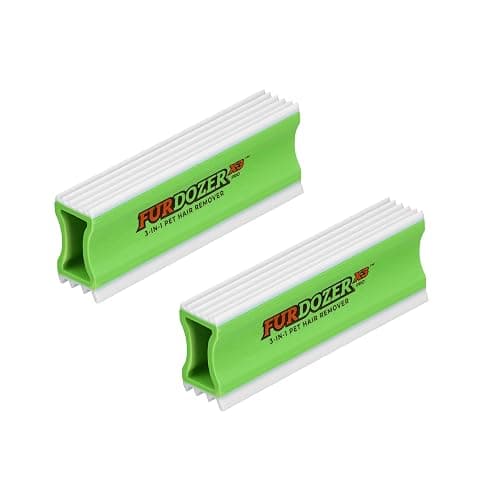 FurDozer Pet Hair Remover & Auto Detailing Tools - Cat & Dog Hair Remover for Carpets, Car Interiors, Couches, Bedding, & Pet Furniture (Green, (2 Pack) - X3 PRO) - Image 1