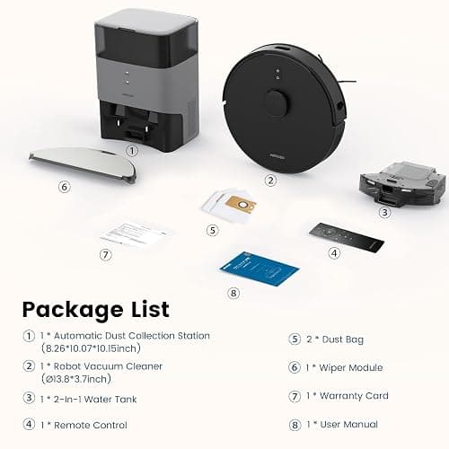 AIRROBO Robot Vacuum and Mop Combo, Self-Emptying, 60-Day Capacity, Home Mapping, Schedule, Wi-Fi/App/Alexa/Remote, 180mins Runtime, T20+ Robotic Vacuum Cleaner for Pet, Hard Floors, Carpet thumbnail 9
