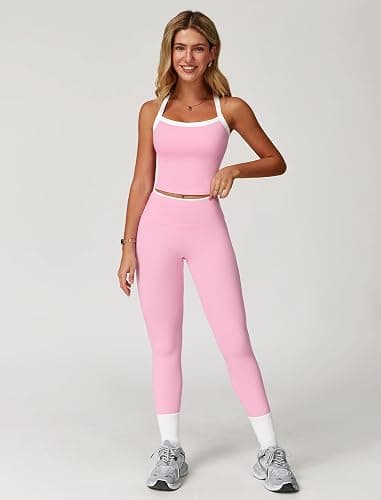 ABOCIW Workout Sets for Women 2 Piece Padded Sports Bra Tank Top High Waist Leggings Sets Gym Yoga Work Out Clothes thumbnail 3