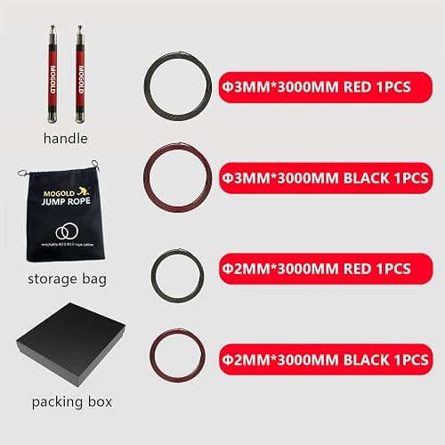 MOGOLD 2-in-1 Speed Rope: 2mm for Boxing/MMA & 3mm for CrossFit - Tool-Free Adjustable Cable System with Dual Bearings - Sweatproof Hybrid Grip for High-Intensity Training thumbnail 9