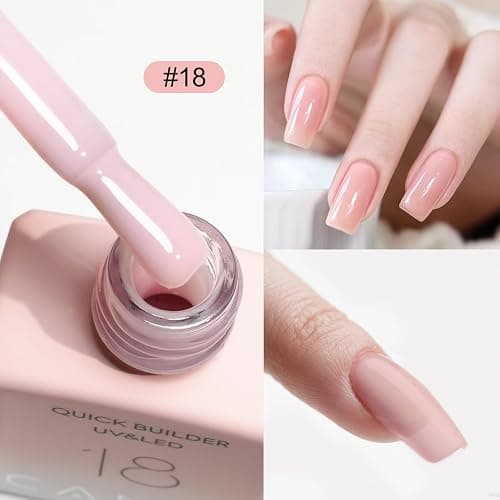 CANNI Quick Builder Nail Gel For Nails Set – 6 Colors 9ML Clear White Pink, Soak Off UV LED Nail Extensions & Strengthening, Self-Leveling Builder Gel for DIY Manicure & Salon Use Women thumbnail 8