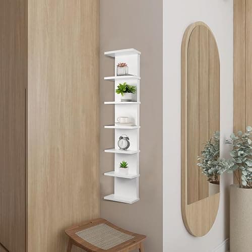 2 Pack 7 Tier Wall Shelf Unit - 43" Lack Floating Shelf, Compact Display Floating Shelf, Vertical Column Wall Decor Mount Floating Storage Organizer Tall Tower Shelf for Bedrooms, Living Rooms thumbnail 6