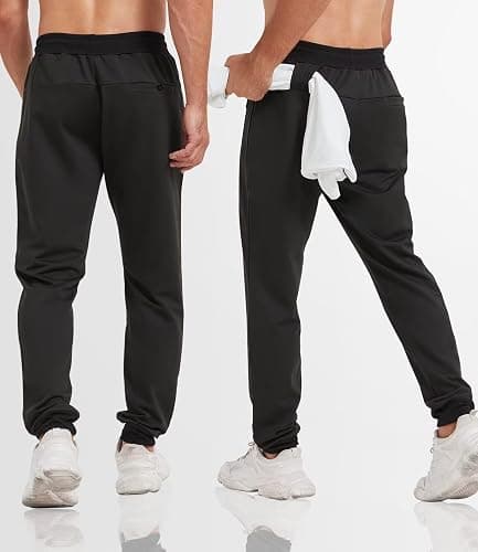 lomsoe 3 Pack Sweatpants for Men Tapered Mens Joggers Pants with Zip Pockets Slim Fit Running Gym Sweat Pants Gifts for Men thumbnail 2