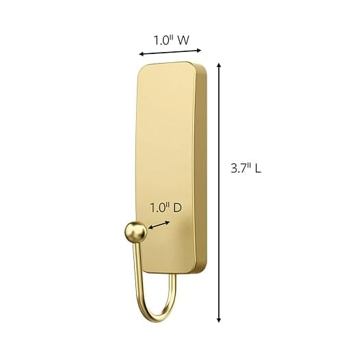 Command Medium Satin Brass Hooks, 1 Hook and 1 Strip, Damage-Free Hanging Wall Hook with Adhesive Strips, No Tools Coat Hooks for Hanging Home Decor, Holds up to 3 lb thumbnail 2