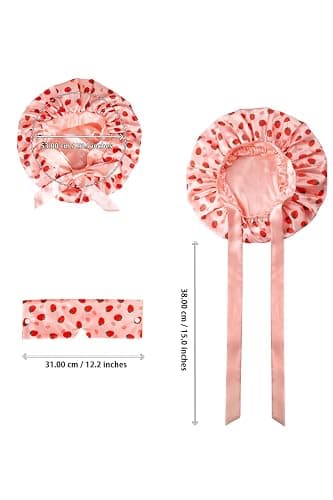 Vettres Double Layer Satin Bonnet with Detachable Eye Mask Night Cap for Curly Natural Hair Reduces Frizz Locks in Moisture thumbnail 6
