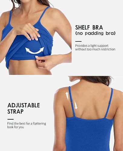 beautyin Cotton Camisole Tops for Women Shelf Bra Adjustable Spaghetti Strap Tank Top Basic Cami Undershirt thumbnail 4