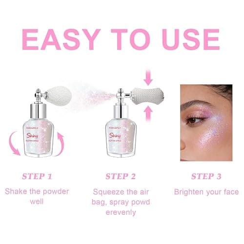 Hair and Body Glitter Spray, Shimmering Powder Sparkle Powder Makeup, Glitter Loose Sparkle Makeup for Body Highlighter,Festival Prom Rave Accessories (Dazzle) thumbnail 9