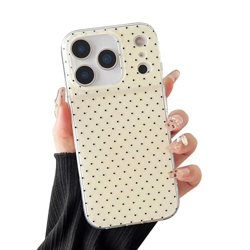 CHEDEMK Compatible with iPhone 17 Pro Max Case, Fashion Cute Aesthetic Polka Dot Phone Case for Women, Shockproof Slim Soft TPU and Hard PC Protective Phone Cover for iPhone 17 Pro Max 6.9", Yellow - Image 1