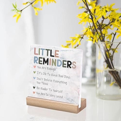 Inspirational Office Desk Decor, Little Reminders Desk Sign, Motivational Gifts for Women, Cute Home Office Decorations for Work, Positive Quotes for Teacher Decorative Sign, Fun Cubicle & Table Decor Signs thumbnail 2