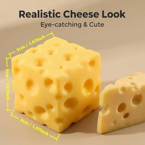 Cheese Cube Squishy, Fake Cheese Squeeze Block, Stress Relief Simulation Toy, Anxiety Sensory Stress Squishy Hand Toy, Soft Cheese Squishy Stress Balls, Classroom Prizes, Calming Adults Fidget Toys thumbnail 3