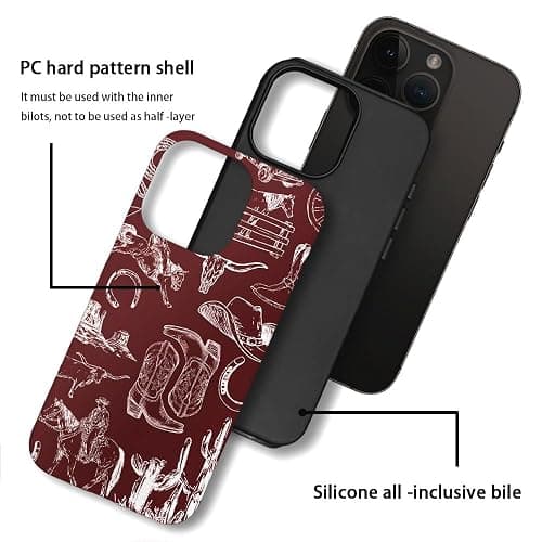 Compatible with iPhone 16 Pro Max,Anti-Scratch Frosted Case Cover,Collage Country Cowboy thumbnail 3