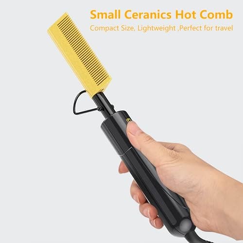 DAN Technology hot Comb Electric for Wigs,450℉Small hot Comb for Edges,Low and high Temperatures, Hair straightening Comb for Black Hair,Portable & Dual Voltage for Travel & Home… thumbnail 7