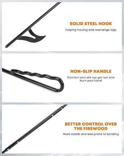 Stanbroil 40 Inch Fire Pit Poker with Hook for Campfire Fireplace Bonfire | Heat resistant handle, solid steel material, for fireplace bonfire camping wood stove indoor & outdoor thumbnail 4