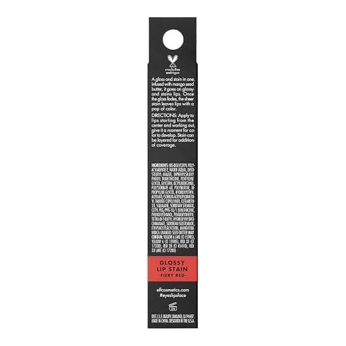 e.l.f. Cosmetics Glossy -Lip Stain, Lightweight, Long-Wear -Lip Stain For A Sheer Pop Of Color & Subtle Gloss Effect, Fiery Red - Fiery Red - 0.1 Ounce (Pack of 1) thumbnail 2
