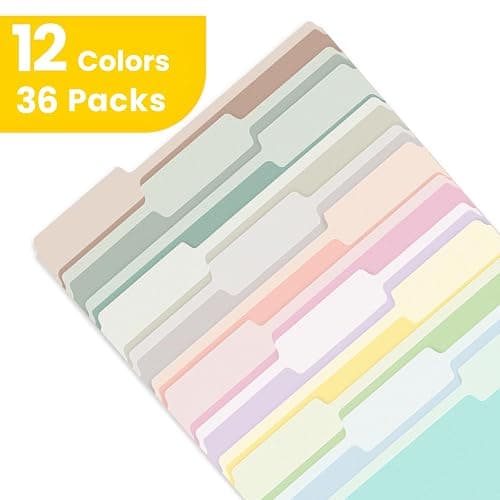 SUNEE File Folders, 36 Pack Manilla Folders 8.5 x 11, 12 Colors Folder Office Organization Home School Folders for Documents Files Paper thumbnail 5