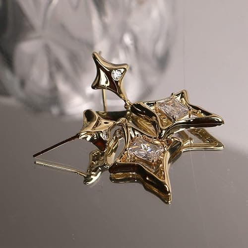 Sonateomber Star Drop Dangle Earrings for Women Trendy Unique Sparkly Rhinestone Stud Fashion Jewelry Gift thumbnail 6