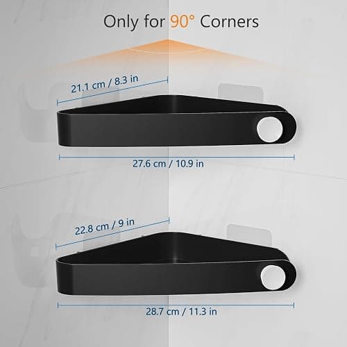 Sotfamily Plastic Shower Caddy Corner (For 90° Only), 2 Pack Adhesive Corner Shower Shelves for Bathroom Organizers and Storage, Black thumbnail 3