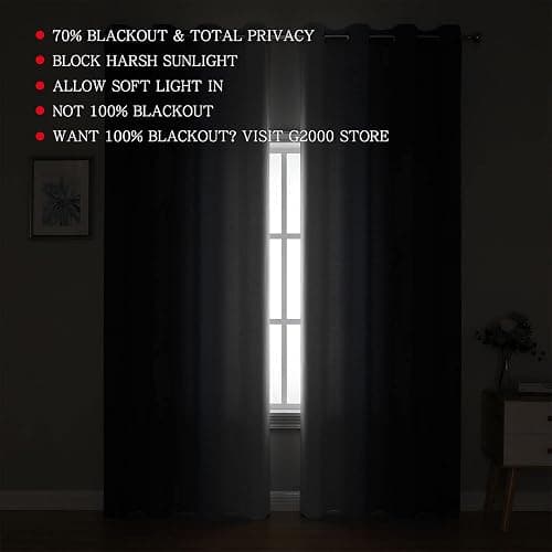 G2000 Blackout Curtains & Drapes for Bedroom Living Room 84 Inches Long Purple and Greyish White Room Darkening Window Treatments Ombre Thermal Insulated Light Blocking Grommet Backdrop 2 Panels Set thumbnail 4