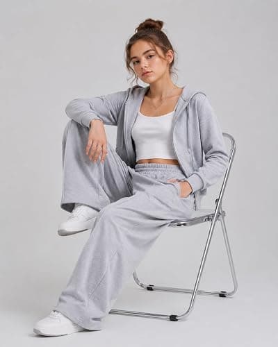 Kxuryueo Teen Girls Sweatpants 2 Pack Wide Leg Baggy Sweat Pants with Pockets Size 7-16 thumbnail 4