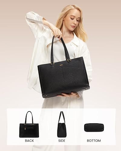 LOVEVOOK Laptop Bag for Women,15.6 Inch Laptop Tote Bag for Women,Vintage Leather Work Tote Bags Computer Teacher Bag,Waterproof Business Office Briefcase thumbnail 6
