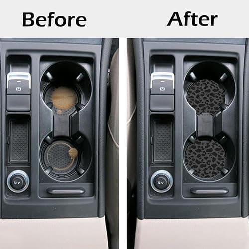 KARREAL Car Cup Coasters, Neoprene Rubber Non-Slip Insert Car Coasters for Cup Holders, Black Leopard Car Interior Accessories - 2.75 inch thumbnail 4
