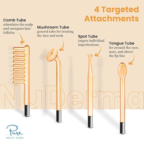 Pure Daily Care NuDerma Handheld Skin Therapy Wand Machine w/Neon – Anti-Aging - Skin Tightening - Wrinkle Reducing - Dark Circles – Clarifying - Hair & Scalp Stimulator thumbnail 2