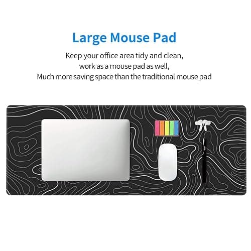 Topographic Contour Extended Big Mouse Pad Large,Gaming Mouse Pad Desk Pad,31.5x11.8 Inch Long Computer Keyboard Mouse Mat Mousepad with 3mm Non-Slip Base and Stitched Edge for Gaming and Office thumbnail 7