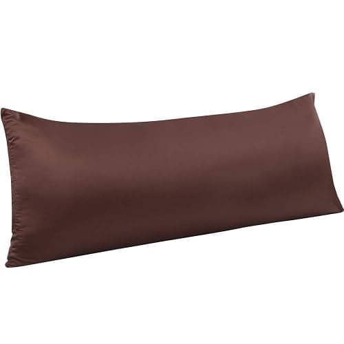 NTBAY Zippered Satin Body Pillow Pillowcase, Silky Slip Cooling Body Pillow Cover, Long Side Hidden Zipper, 20x54 Inches, Dark Brown - Image 1