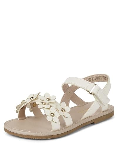 The Children's Place Girl's Baby Toddler Flat Sandals with Adjustable Ankle Strap Slipper - Image 1