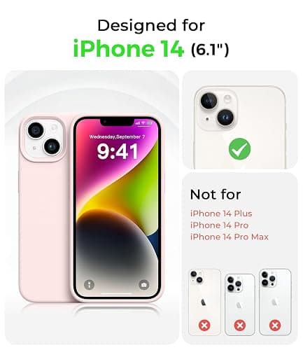 AOTESIER Compatible with iPhone 14 Case, Full Body Food-Grade Silicone Wear-Resistant, Anti-Drop Protection with Soft Anti-Scratch Microfiber Lining Phone Case for iPhone 14, 6.1 inch, Chalk Pink thumbnail 5
