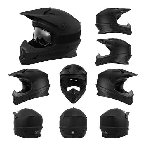 TCMT Youth Kids Dirt Bike Helmet DOT Approved Full Face Motocross Gear | 4-In-1 Set Includes Goggles, Gloves and Carry Bag, Adjustable Visor, Washable Liner, Lightweight, For ATV,UTV thumbnail 3