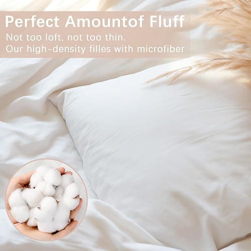 Throw Pillows Insert Set of 2, White 12x20 in Pillow Inserts with 100% Cotton Cover,Bed and Couch Decorative Stuffer Pillows,Indoor Pillows for Sofa thumbnail 6