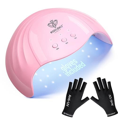 Modelones UV Light for Gel Nails with Gloves, 48 W Nail Dryer with 3 Timer Settings, Lamps for Gel Polish, Professional UPF99+ UV Protection Gloves for Art Manicure - Image 1